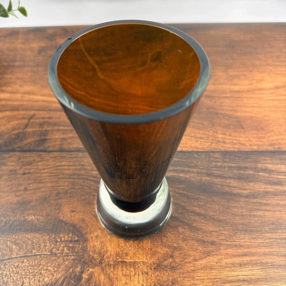 Riihimäen Lasi Tamara Aladin Amber Glass Vase Scandinavian Finland 6.25